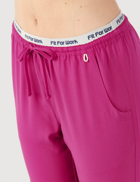 Pantalon médical femme fuchsia - vue de détail taille - Marque Fit for Work by Belissa - Collection Medical sportswear