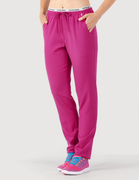 Pantalon médical femme - couleur fuchsia - vue de face - Marque Fit for Work by Belissa - Collection Medical sportswear