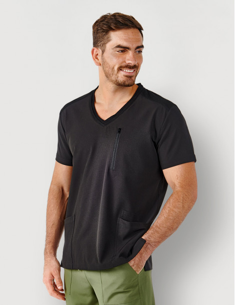 Blouse médicale homme - couleur carbone - col en V - Marque Fit for Work by Belissa - Medical sportswear 2