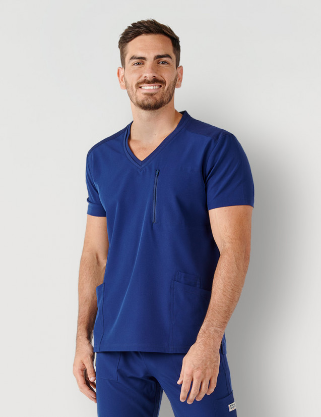 Blouse médicale homme - couleur marine - col en V - Marque Fit for Work by Belissa - Medical sportswear