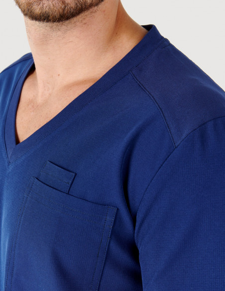 Détail col en V tunique médicale homme - couleur noir - Marque Fit for Work by Belissa - Medical sportswear