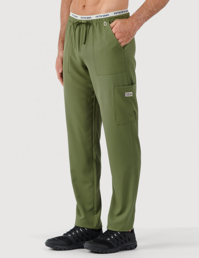 Pantalon médical kaki - Vue de face - Marque Fit for Work by Belissa - Medical sportswear