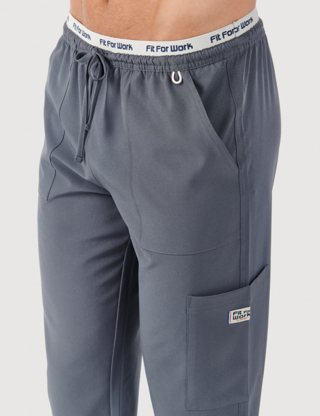 Détail pantalon médical carbone poche et taille - Marque Fit for Work by Belissa - Medical sportswear Détail pantalon médical carbone poche et taille - Marque Fit for Work by Belissa - Medical sportswear