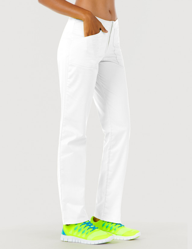 Pantalon médical femme Axel by Belissa, couleur blanc vue de 3/4 face