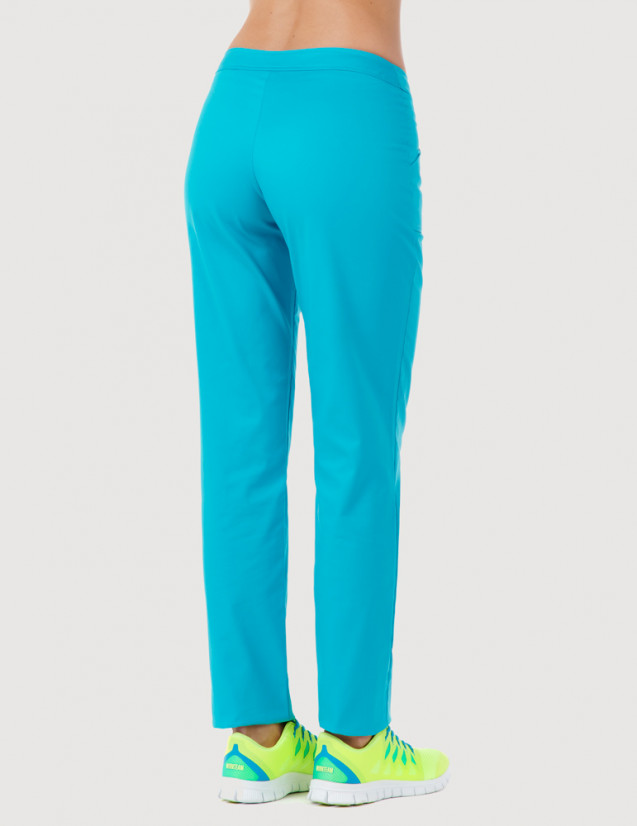 Pantalon médical femme Luna by Belissa, couleur bleu océan, vue de dos