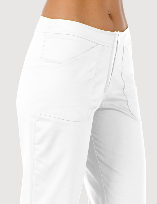 Détail taille, pantalon médical femme en couleur blanc, Luna by Belissa