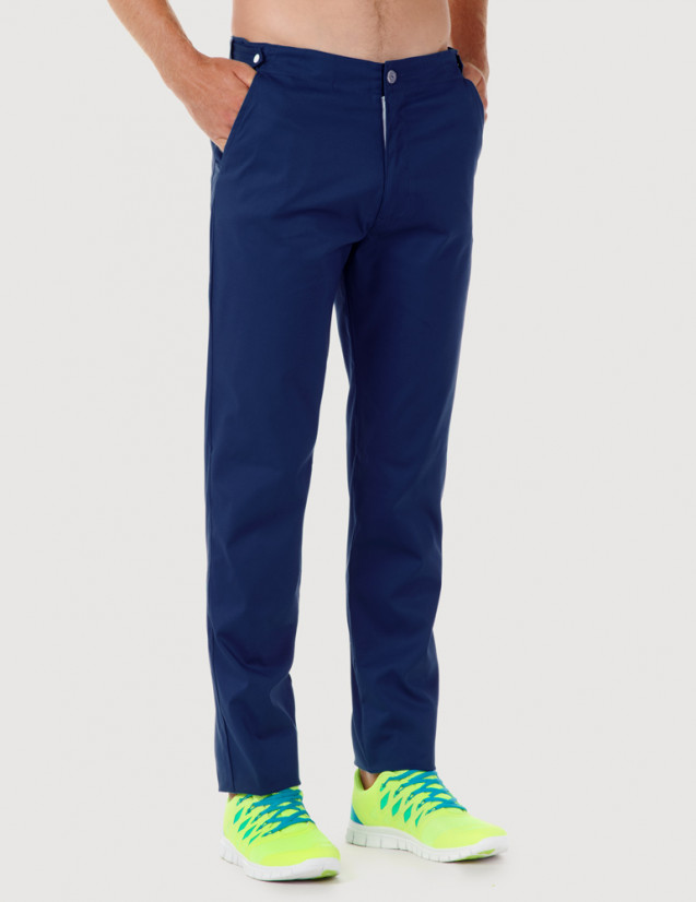 Pantalon médical homme CHINO, couleur bleu marine, vue de face - Marque Belissa