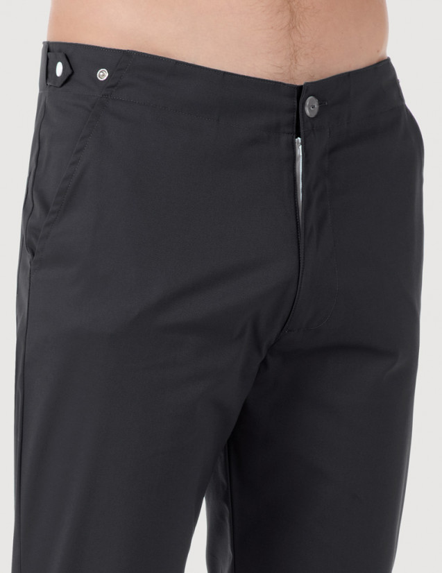 Pantalon médical homme CHINO, couleur ardoise, vue détail taille - Marque Belissa