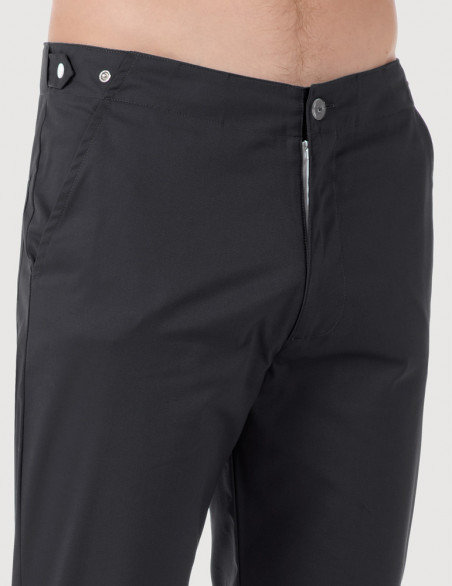 Pantalon médical homme CHINO, couleur ardoise, vue détail taille - Marque Belissa