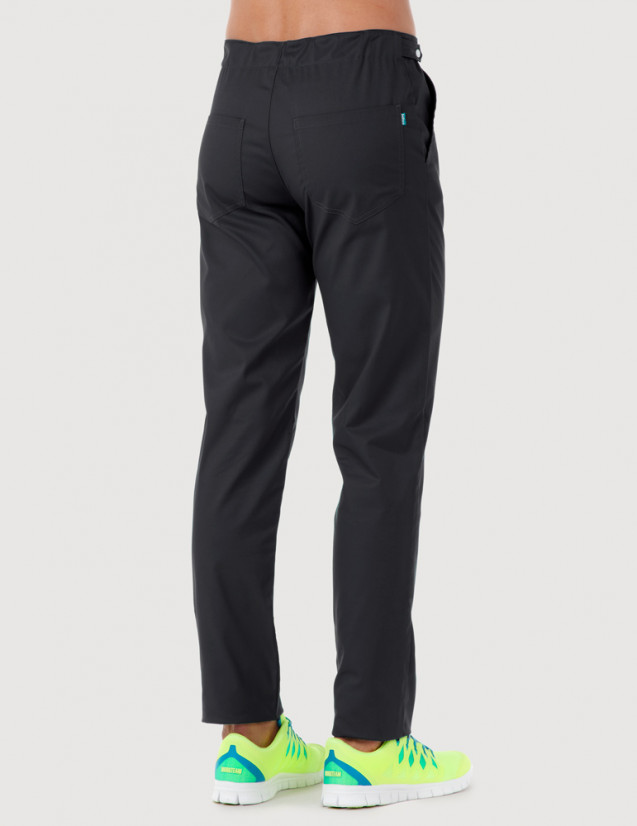 Pantalon médical homme CHINO, couleur ardoise, vue de dos - Marque Belissa