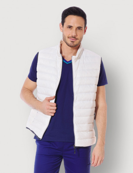 Gilet matelassé, bodywarmer, doudoune sans manche pour homme, couleur blanc