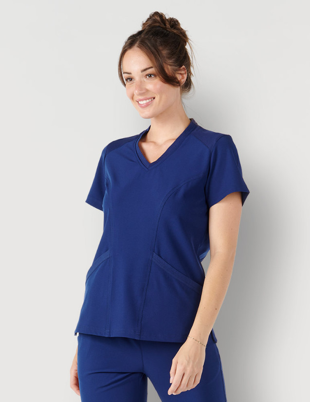 Tunique médicale femme couleur Marine col en V - Marque Fit for Work by Belissa - Medical sportswear