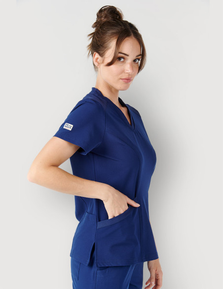 Tunique médicale femme couleur bleu marine col en V - Marque Fit for Work by Belissa - Medical sportswear