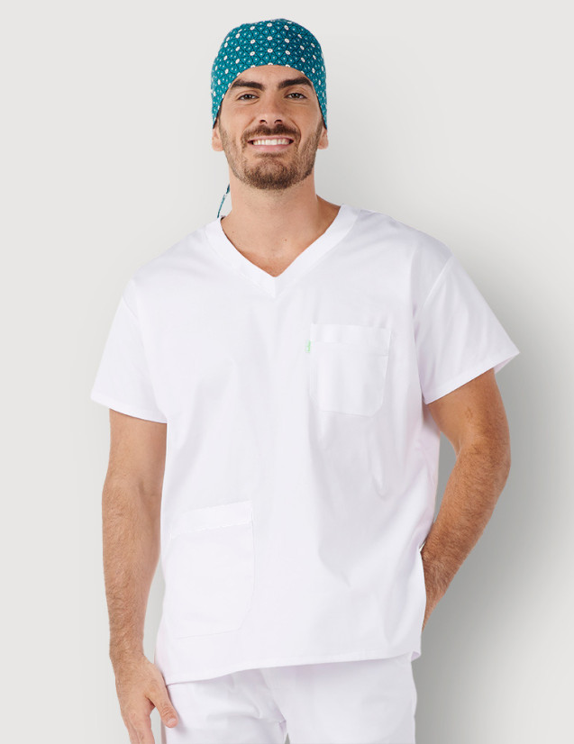 Dentiste médicale homme Angel couleur Blanc - Vue portée de face - Marque Belissa