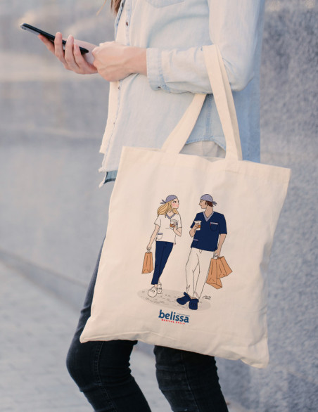 Tote bag Belissa Couple shopping porté au bras