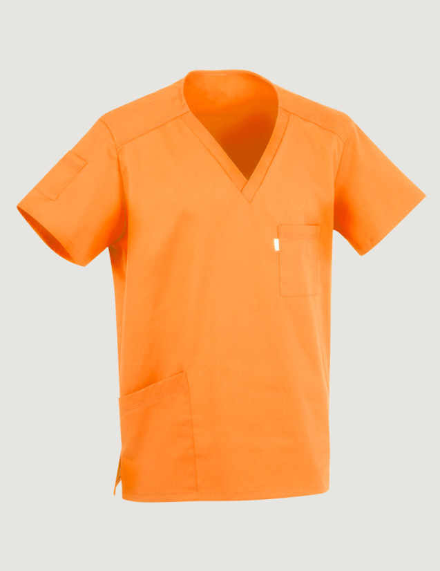 Tunique médicale unisexe Pablo col en V couleur abricot - Marque Belissa  - Vue Ghost