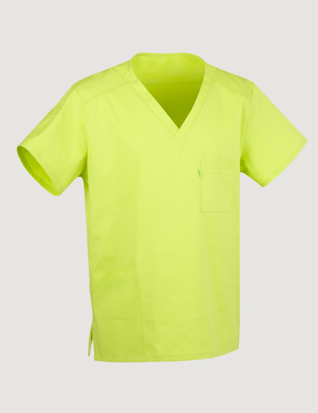 Tunique médicale unisexe Pablo col en V couleur anis - Marque Belissa  - Vue Ghost
