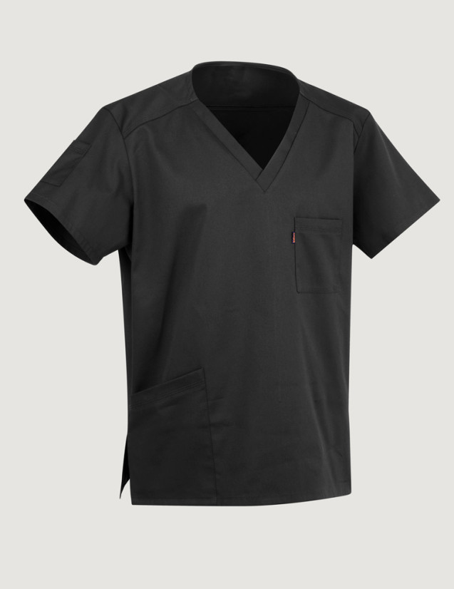 Tunique médicale unisexe Pablo col en V couleur ardoise - Marque Belissa  - Vue Ghost