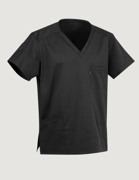 Tunique médicale unisexe Pablo col en V couleur ardoise - Marque Belissa  - Vue Ghost
