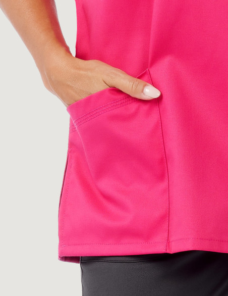 Tunique médicale unisexe Pablo col en V couleur bleu océan  - Détail poche droite - Marque Belissa