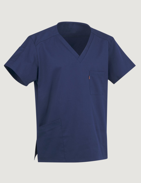 Tunique médicale unisexe Pablo col en V couleur marine - Marque Belissa  - Vue Ghost