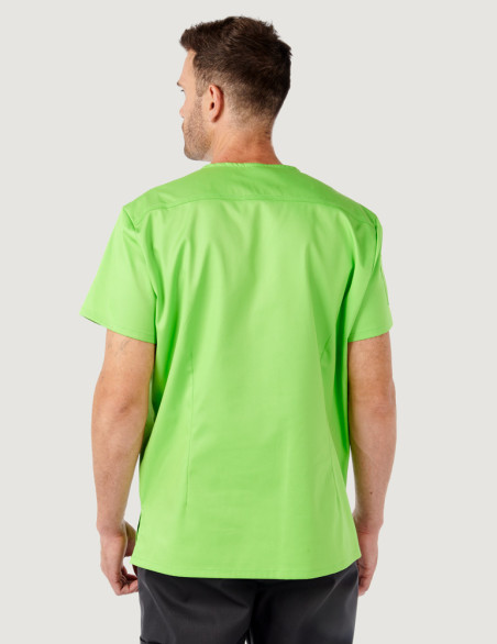 Tunique médicale unisexe Pablo col en V couleur pomme  - Détail dos - Marque Belissa