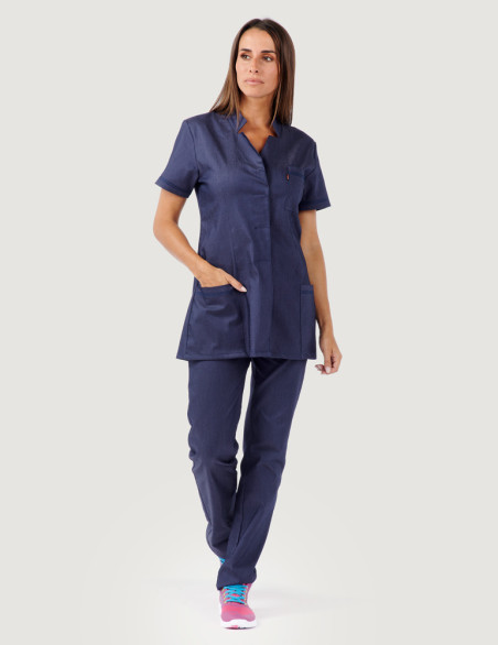 Uniforme médical en jeans Starla pour femme - Made in France by Belissa - vue de face