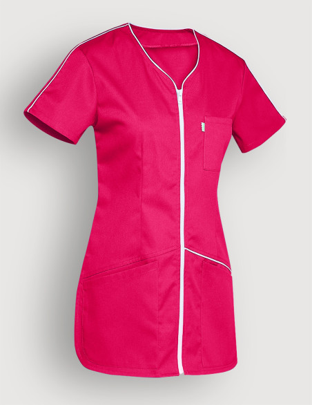 Blouse médicale femme Vic framboise-blanc by Belissa - Vue ghost