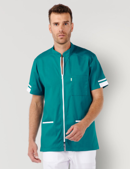 Blouse médicale homme Marley couleur canard-Blanc - Marque Belissa vue de dos