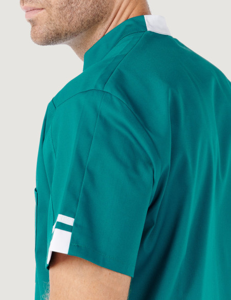 Blouse médicale homme Marley couleur canard-Blanc - Marque Belissa vue détail manche