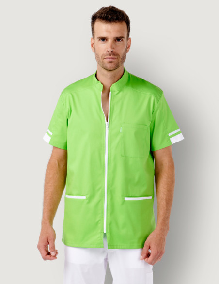 Blouse médicale homme Marley couleur vert pomme-Blanc - Marque Belissa vue de dos