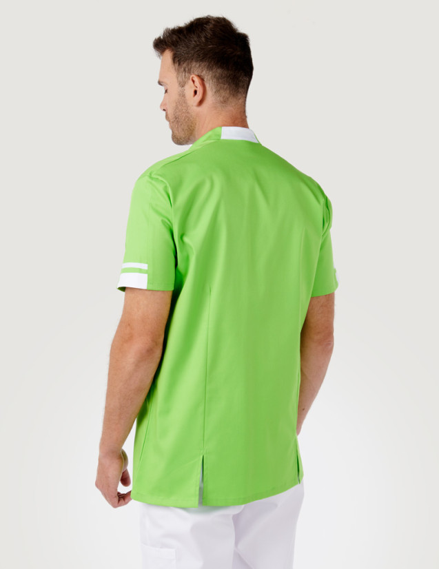 Blouse médicale homme Marley couleur canard-Blanc - Marque Belissa vue de dos portée