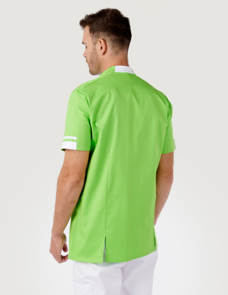 Blouse médicale homme Marley couleur canard-Blanc - Marque Belissa vue de dos portée