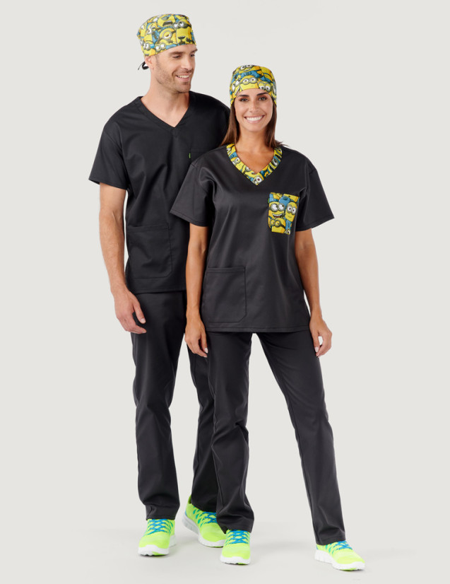 Couple qui porte un uniforme médical JULES couleur ardoise Couple qui porte un uniforme médical JULES couleur ardoise
