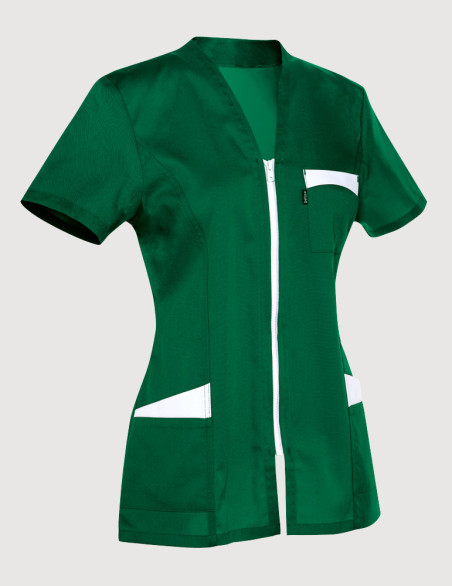 Blouse médicale femme Louise vert sapin-blanc