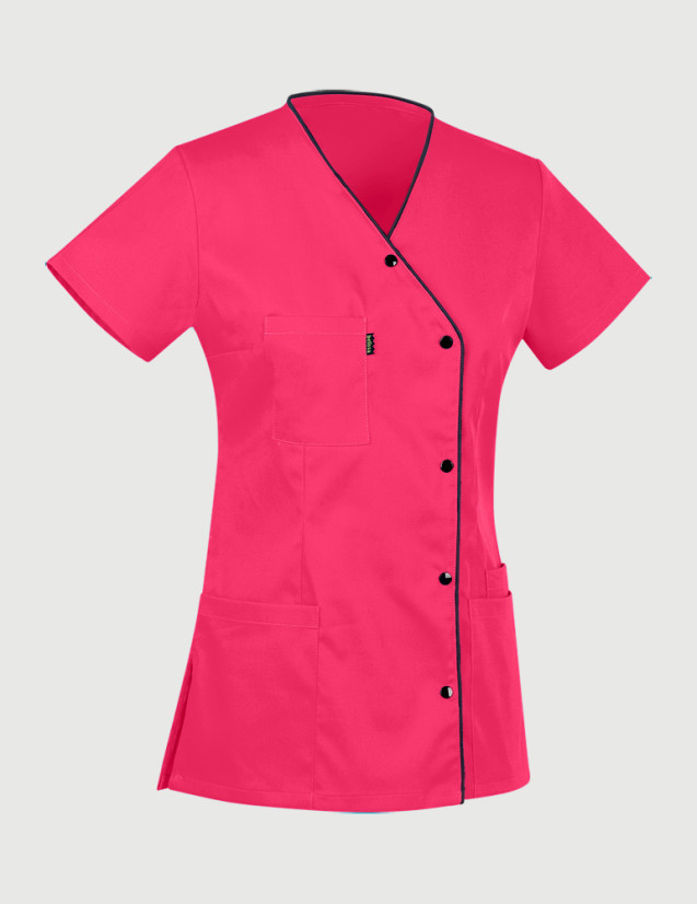 Blouse Anna asymétrique couleur Framboise-Ardoise - Vue ghost - Marque Belissa