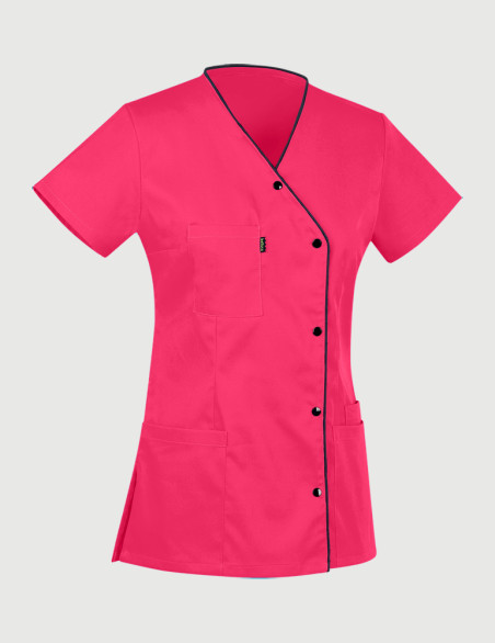 Blouse Anna asymétrique couleur Framboise-Ardoise - Vue ghost - Marque Belissa