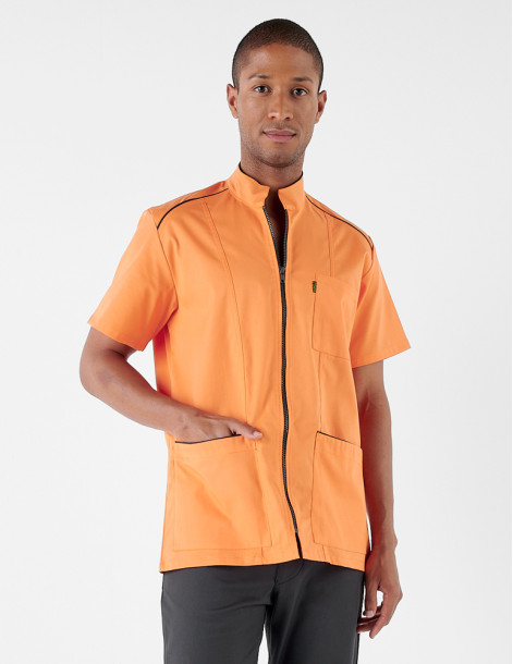 Blouse médicale homme Lucas bleu ciel-ardoise made in France by Belissa 2