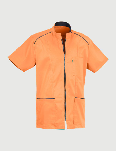 Blouse Lucas homme - Couleur abricot parements ardoise - Vue ghost - Marque Belissa