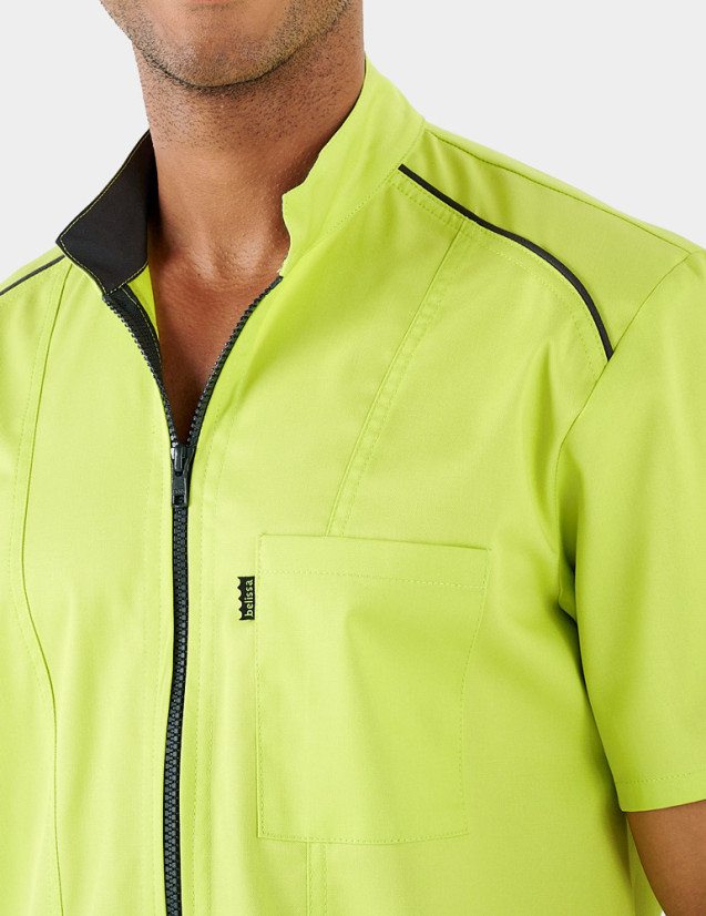 Détail blouse médicale Lucas couleur Anis-Ardoise - Vue ghost - Marque Belissa