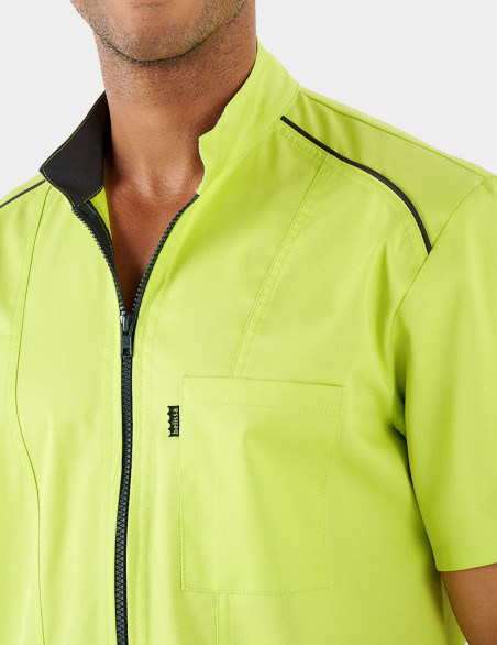 Détail blouse médicale Lucas couleur Anis-Ardoise - Vue ghost - Marque Belissa