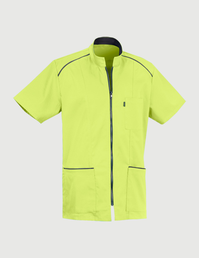 Blouse Lucas homme - Couleur anis parements ardoise - Vue ghost - Marque Belissa