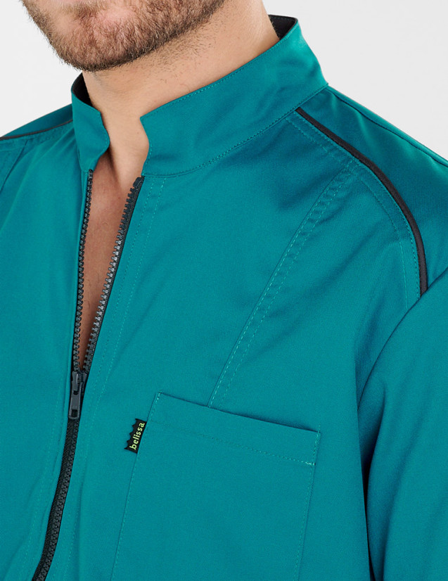 Détail blouse médicale Lucas couleur Canard-Ardoise - Vue ghost - Marque Belissa