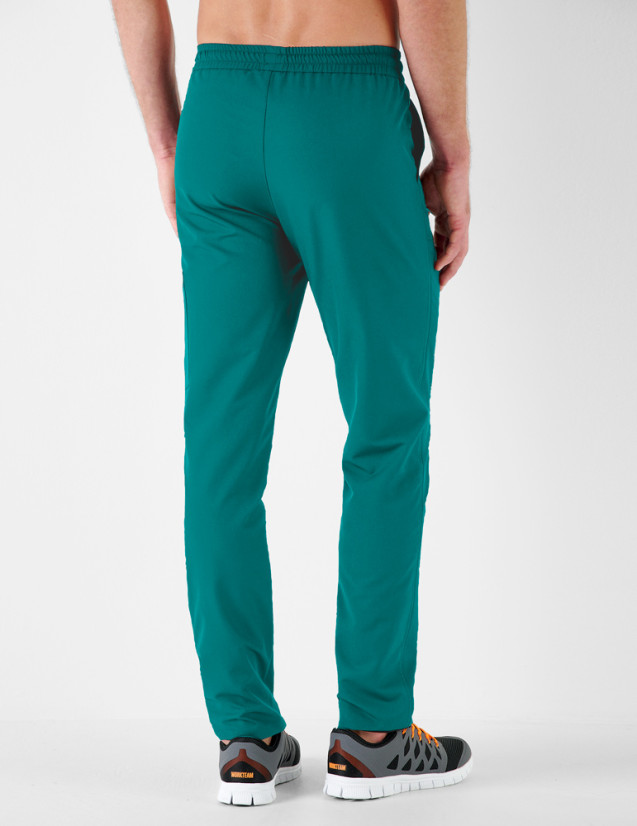 Léo pantalon homme taille élastique, couleur canard - Marque Belissa - Porté vue de dos