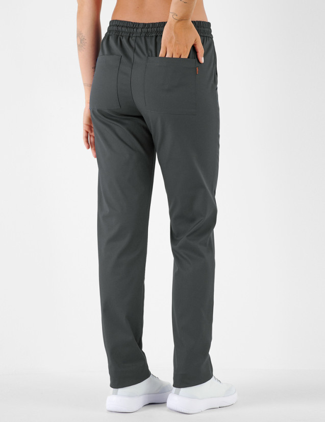 Pantalon femme Alice by Belissa - couleur ardoise - taille élastique. Vue de dos