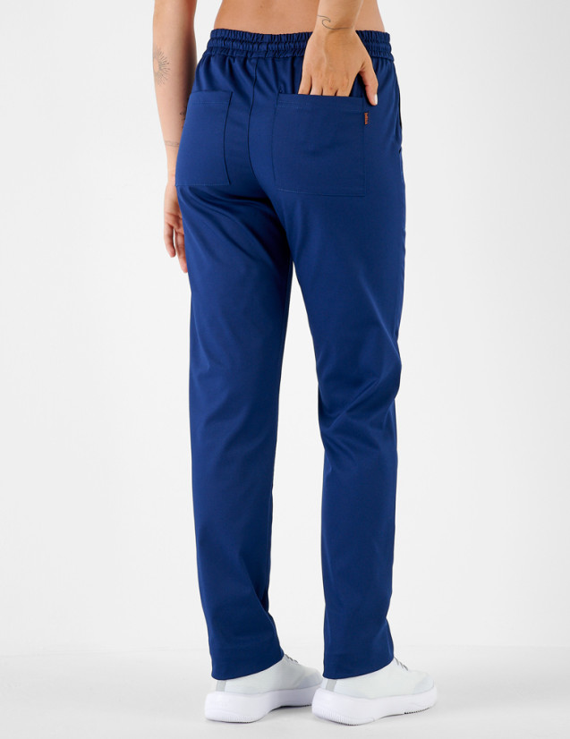 Pantalon femme Alice by Belissa - couleur marine - taille élastique. Vue de dos