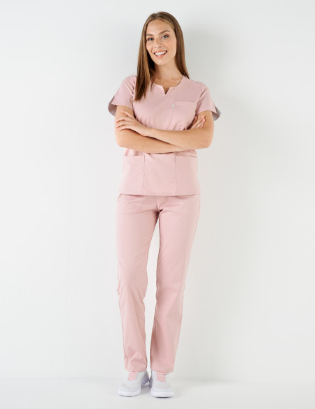Tenue dentiste Palma - Tunique femme cintrée - Couleur rose - Marque Belissa