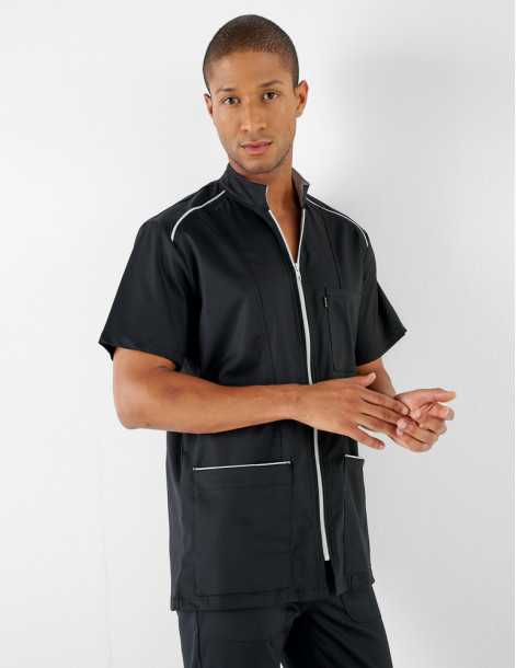 Blouse médicale fermeture zip - Coupe cintrée homme - Couleur olive - Marque Belissa 2