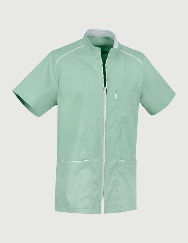 Blouse homme Austin couleur sauge parements gris clair - Vue ghost - Marque Belissa