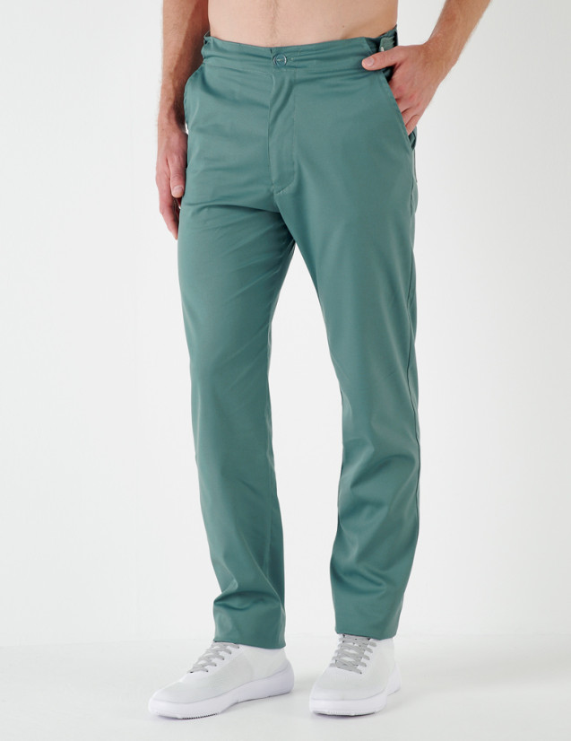 Malo pantalon homme taille élastique cordon gris, couleur olive - Marque Belissa - Porté vue de face